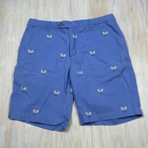 J Mclaughlin Blue Oliver Embroidered Tennis Racket Preppy Summer Shorts Men's 36